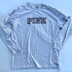 Victoria's Secret PINK VS Heather Grey Crewneck With Black Spellout, L